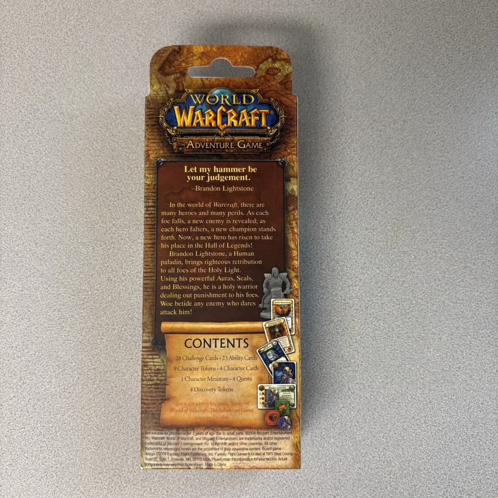 Fantasy Flight World of Warcraft Character Pack WC09 Brandon Lightstone NEW - Picture 3 of 9